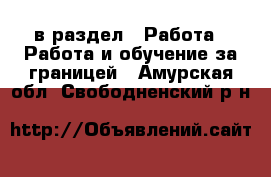  в раздел : Работа » Работа и обучение за границей . Амурская обл.,Свободненский р-н